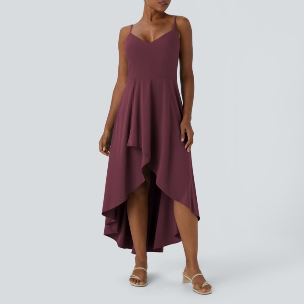 Halara Breezeful Shirred High Low Flowy Quick Dry Maxi Slip Dress, Size S